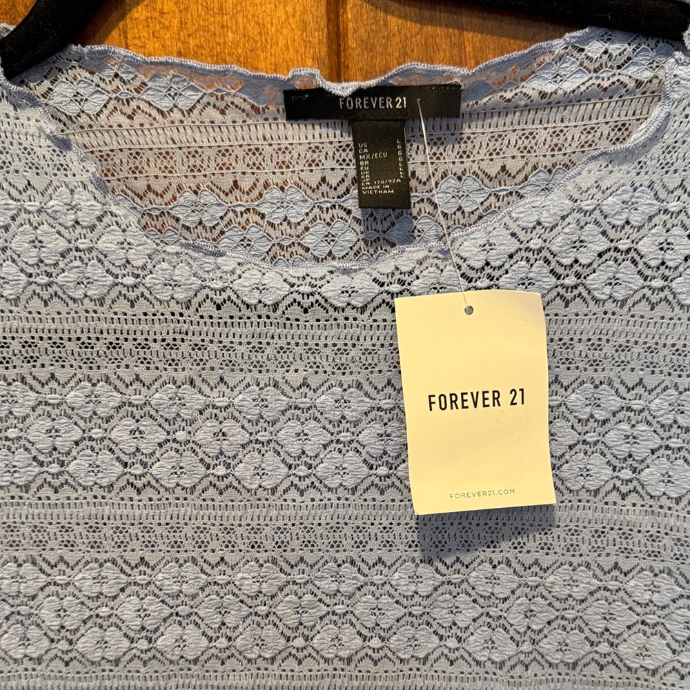 Forever 21 Light Blue Lace Blouse - Picture 2 of 6